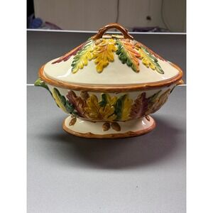 Cooks Club Autumn Oak Leaf Acorn Ceramic Tureen Fall Harvest Thanksgiving
